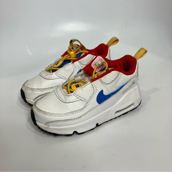 Nike Air Max 90 Toggle sneakers white red yellow activewear toddler size 9C - Picture 1 of 10